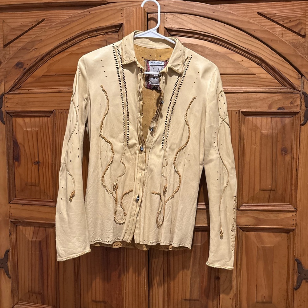 Nigel Preston yellow/Beige Leather top italian rare